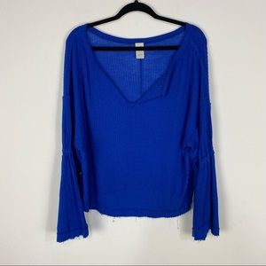 Free People Royal Blue Long Sleeve Top